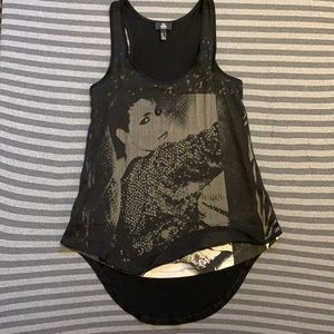 MNG Jeans black sleeveless layered tank. Like new